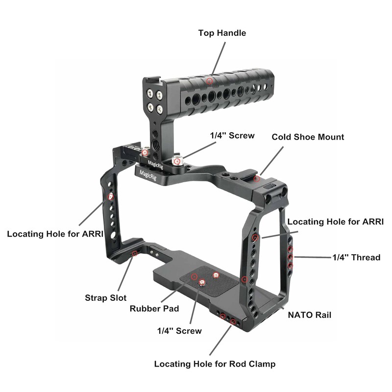 MAGICRIG BMPCC 6K Pro Cage with Top Handle Only for