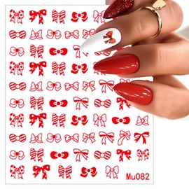 8 Sheets Colorful Bow Nail Art Stickers 3D Self-Adhesive Nail Decals Simple Cute Bow Nail Decoration Black White Pink Silver Golden Bows Nail Design French Pegatinas Uñas for Women Girls DIY Manicure