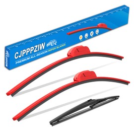 CJPPPZIW® Windshield Wipers Replacement for Jeep Compass 2018-2023,Streak-free,OEM Quality Premium All-Season Front Rear Red Wiper Blades-24"+18"+10"(Pack of 3)