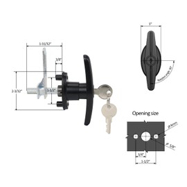 QZATTCAEN Truck Cap Locking T-Handle, Matching Set T-Handles Lock, Truck Cap Topper Camper Shell Locking T-Handle, Keyed Alike Black T-Handle Lock kit (Left&Right)-Complete Set (2 Locks)