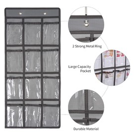 SAVORLIVING Over Door Hanging Organizer Cell Phone Hanging Classroom Chart Wall Door Closet Hanging Durable Fabric Storage Bag (Grey, 12)