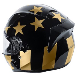 TORC T15B Blinc Wireless Integrated Full Face Motorcycle Helmet with Graphic, Gloss Black Golden Time-Small