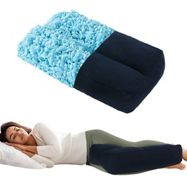 HOMBYS Shredded Memory Foam Knee Pillow for Side Sleepers, 6.5" Height Pillow Between Legs for Aligns Spine & Relieves Pressure Hip & Leg Elevation, Supportive Pillow for Pregnancy, Sciatica, Navy
