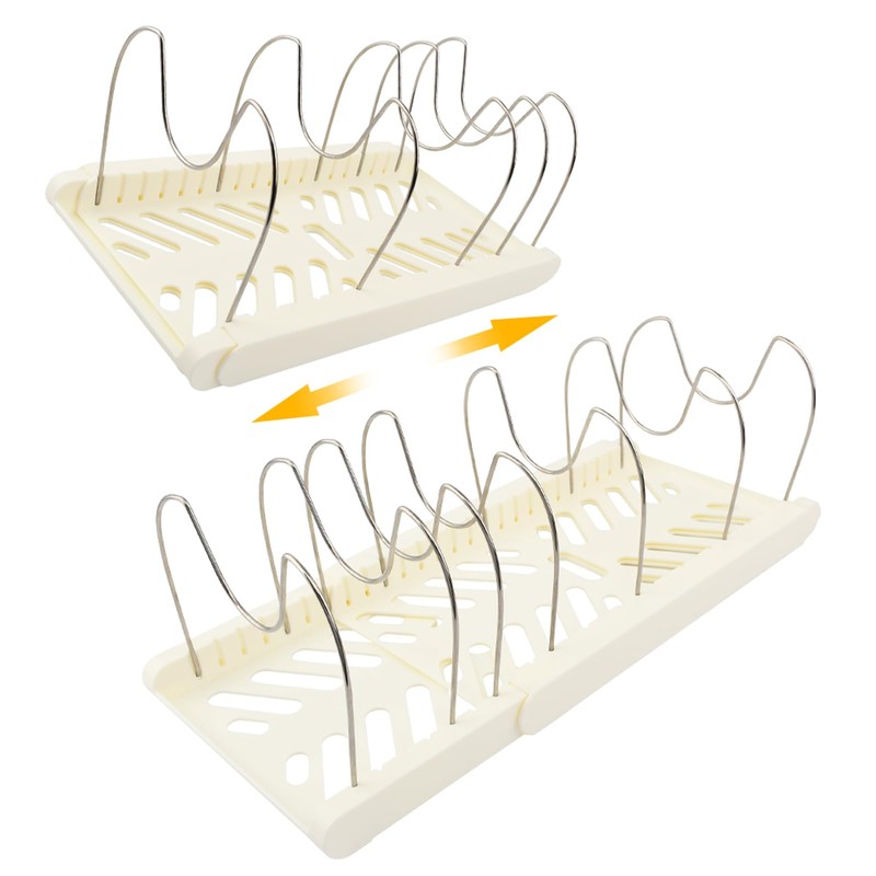 Pot and Pan Organizer Under Cabinet, Expandable Pan Organizer, White