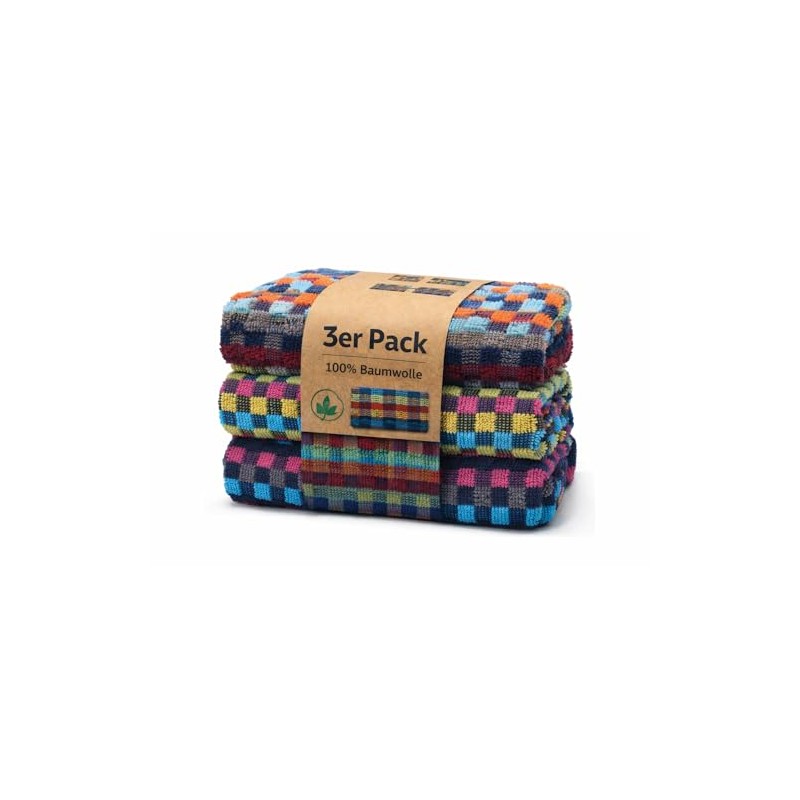 KH-Haushaltshandel Pack of 3 Terry Towel 50 x 90 cm
