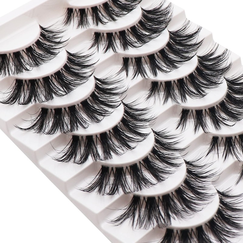 Losha Eyelashes Wispy Lashes Natural Look 8 Pairs Clear Band