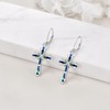 YAFEINI Sterling Silver Leverback Opal Cross Drop Earrings Cross Jewellery