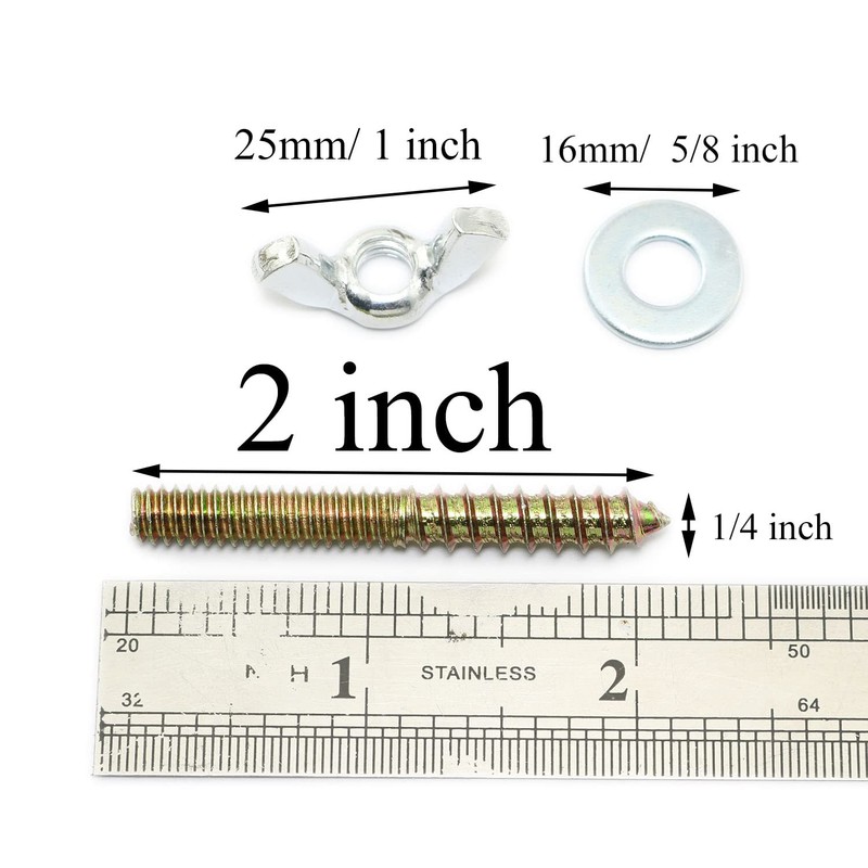 Pro Bamboo Kitchen Hanger Bolts 1/4-20 x 2 Double Head
