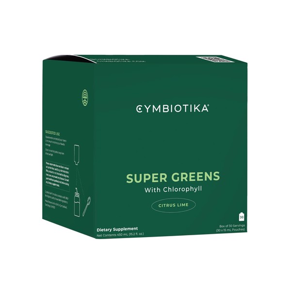 CYMBIOTIKA Super Greens Supplement with Chlorophyll, Spirulina, Daily Vegan Superfood