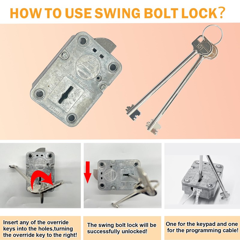 Digital Electronic Keypad Lock for Left Swing Bolt Safes, Gun
