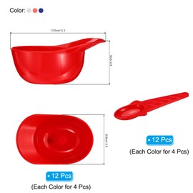 PATIKIL 12 Set Ice Cream Bowls and Spoons Set, 8oz Baseball Cap Ice Cream Bowl Baseball Helmet Snacks Dessert Bowls Plastic Cute Reusable for Chocolate Birthday Party, Blue White Red