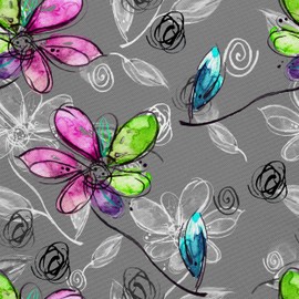 HEKO PANELS Oxford Waterproof Fabric Sold by the Metre Canvas Fabric Polyester Fabric for Sewing Fabrics Furniture Decorative Fabrics Crafts Waterproof Opaque Flowers 1 Metre 155 x 100 cm