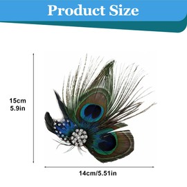OHREN Pfau Kopfschmuck Haarspange, Pfau Haarschmuck, Feder Haarschmuck mit Strassbesatz, Pfauenfeder Haarreif, Karneval Kopfschmuck Damen, Pfau Kostüm für Carnival, Fancy Dress, Themenparty