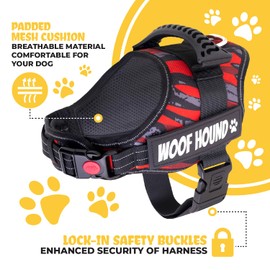 WOOF HOUND - Dog Harness, No Pull, Strong Grip, Adjustable, Reflective, Water Resistant, No Choking, Soft, Padded, Breathable, Light Weight, Rubber Handle, Easy On & Off, For Small Medium Large Dogs