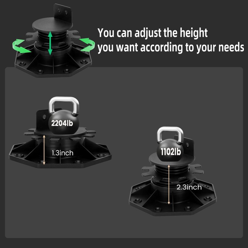 48 Pack Adjustable Deck Support Pedestal, Adjustable Height from 1-3/16“