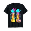 11th Birthday Softball Ice Cream Drip Bow 11 Years Kids