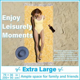 Vikumond Thin Turkish Beach Towel Lightweight Soft Cotton Extra Large XL Oversized Sand Free Sandproof Absorbent Quick Dry Towels Cloud Bath Pool Travel Compact Essentials Accessories for Adult Gifts