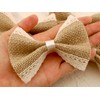 Summer-Ray 10pcs Handmade Burlap Bow with Lace