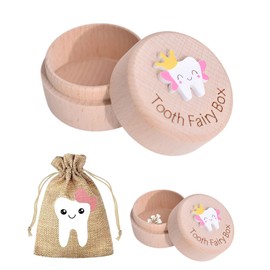 Eophmi Tooth Fairy Box, 3d Carved Tooth Fairy Bag, Tooth Fairy Gift, Tooth Box Keepsake for Tooth Loss Baby to Store Dropped Teeth(Storage Box+Storage Bag)