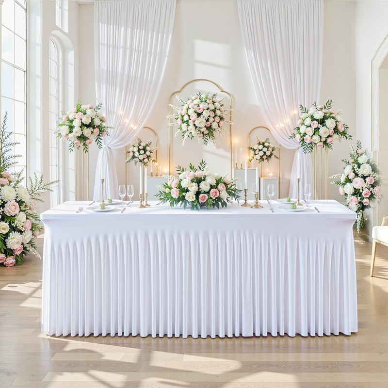 Little Funny 2 Pack White Spandex Tablecloth for 6 Foot