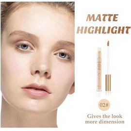 Crema Contorno Stick Lquido Bronzer y Highlighter Maquillaje Facial, HighlightingContouring Pen Cremoso Corrector Highlight Stick (02 Luz mate, M)    