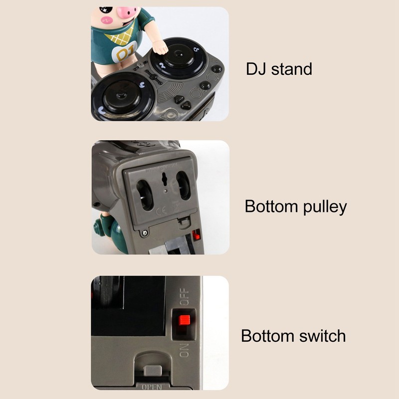Electronic Dancing Piglet Toy DJ Style Automatic Rotating Disc Light