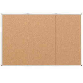 VIZ-PRO Large Cork Bulletin Board/Foldable Noticeboard, 96 X 48 Inches, Silver Aluminium Frame