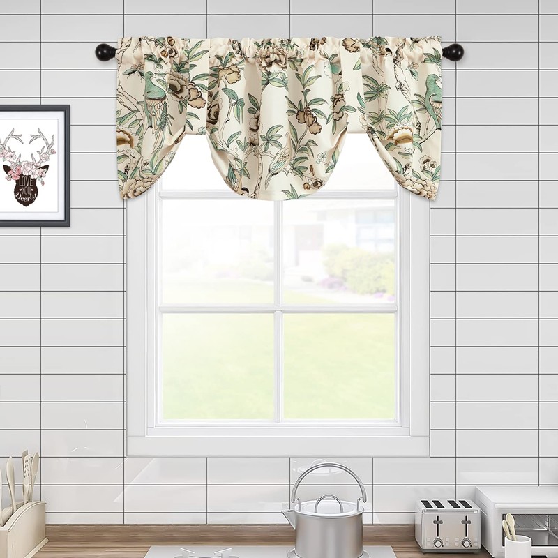 Leeva Tie-up Window Valance Curtain for Study Room, Linen Energy