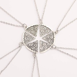 CHOORO Pizza Necklace/Keychain for Friends/Family 6 Pizza Pie Slice Friendship Necklace Set of 6 BFF Gifts (Pizza Necklace)