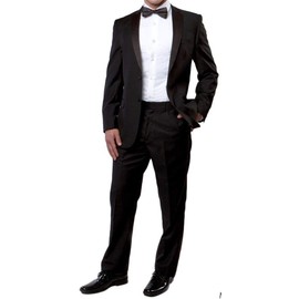 New Mens 5 Piece (5pc) Complete Single Breasted Black Tuxedo Suit 38 Regular