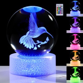 3D Hummingbird Gifts for Women Crystals Ball - Hummingbird Figurines Decor Glass Animals Figurine Hummingbird Stuff for Room Birthday for Best Friend Lovers Keepsake Paperweight