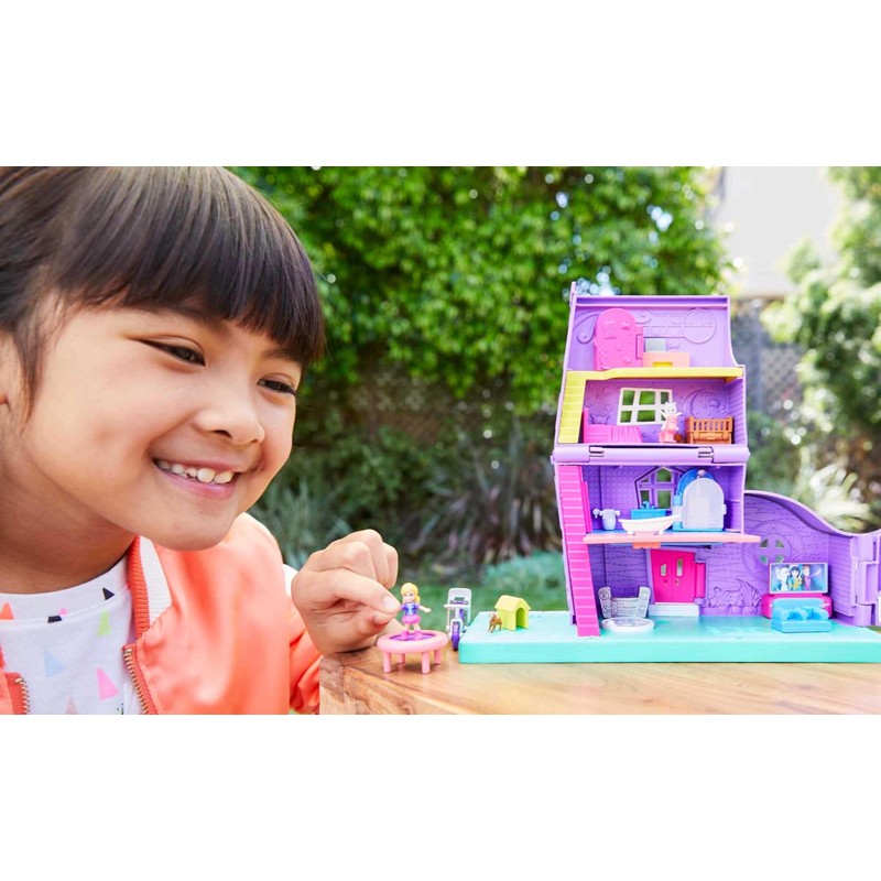 Polly Pocket Doll House with Micro Doll, Toy Bike &