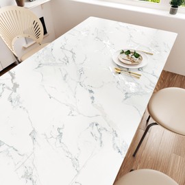 WESTICK White/Silver Marble Contact Paper Peel and Stick Countertops Waterproof Marble Wallpaper Peel and Stick Faux Counter Vinyl Wrap Self Adhesive Contact Paper for Cabinets Table Desk 15.8” X 80”