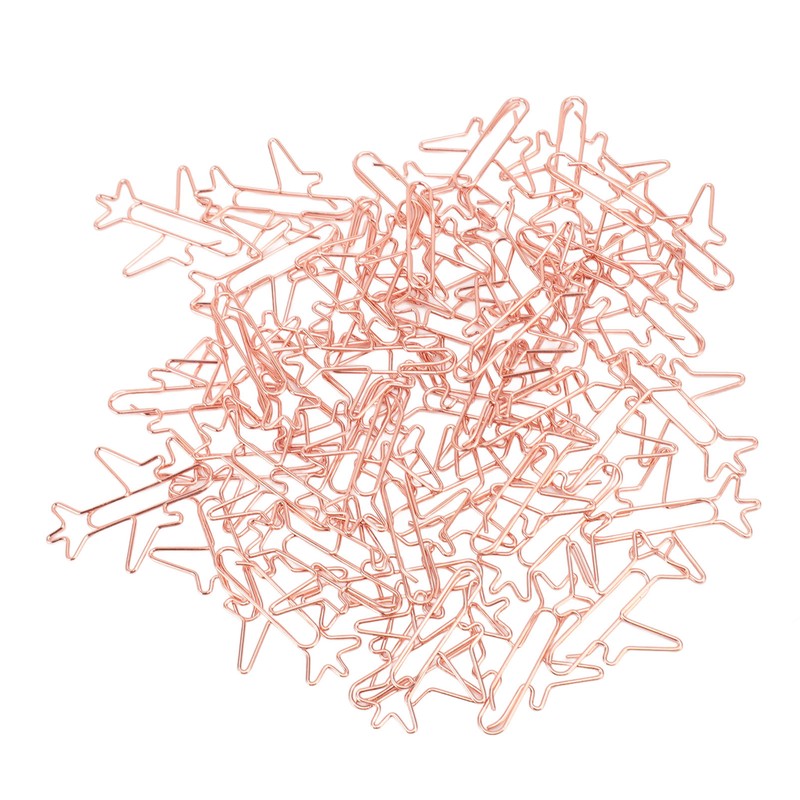 80pcs Airplane Shaped Paper Clips Rose Gold Prevent Rust Plane