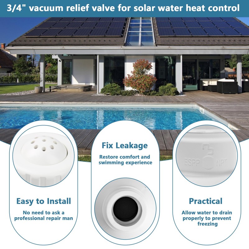 3/4" Vacuum Relief Valve Fixes Pool Solar System Pool Heating