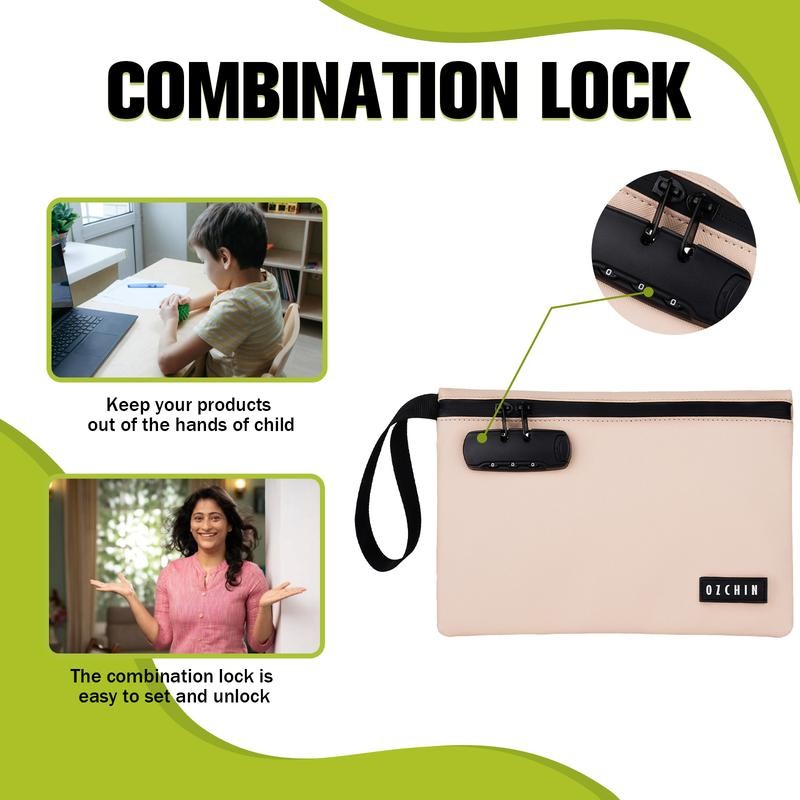 OZCHIN Smell Proof Bag with Combination Lock 10'' X 7''