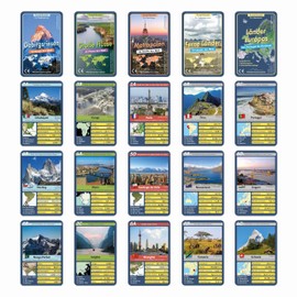 Wendels Kartenspiele - Set of 5 different Trump and Quartet Card Games about: Mountains, Rivers, Cities, Countries of the World, and Countries of Europe | Small Gifts for Children and Families