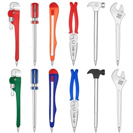 LATERN 12Pcs Novelty Ballpoint Pens, 16CM Hardware Hand Tool Shape Pens Black Ink Writing Pen Wrench Pliers Hammer Screwdriver Design for Kids Adults School Office Gift Stationary Supplies
