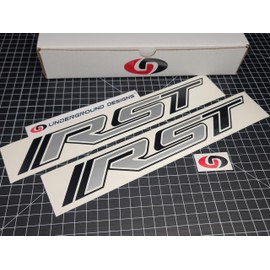RST Decals (2-Pack) Rally Sport Truck Bedside Fender Panel Stickers Fits 2021+ Silverado Tahoe Select Color: (Gloss Black & Silver 'RS')