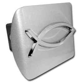 Elektroplate Christian Fish All Metal Brushed Chrome Hitch Cover for Trucks and SUVs | Fits Standard 2" Trailer Hitch Receivers | Premium Weatherproof