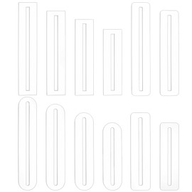 BENECREAT 12 Pieces 3 Styles Template for Acrylic Zipper Overlays, 15/18/20/23cm Zipper Measuring Template, Placement Tool for Zipper Bags for Sewing