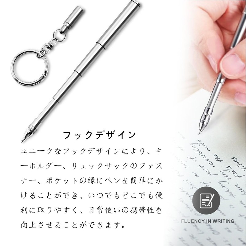 BRIIKPP Key Chain Shape Ballpoint Pen Mini Ballpoint Pen Stainless