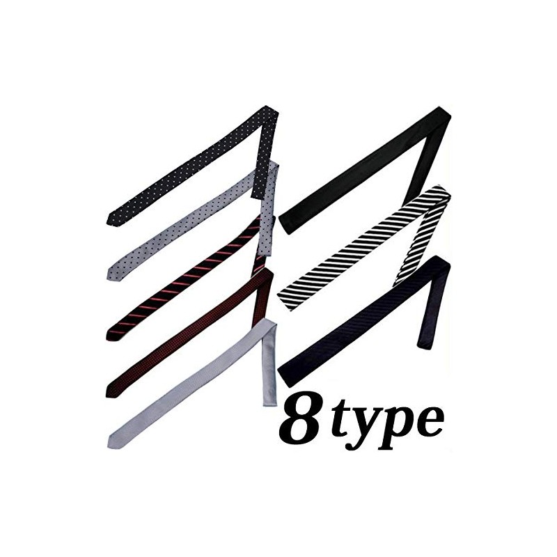 8 (8) Polka Dot & Striped Thin Necktie Slim Tie,