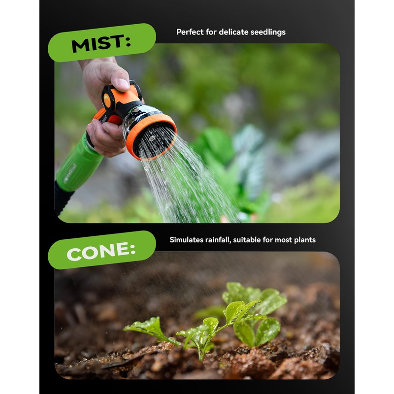 RAINPOINT Spray Nozzles for Garden Hose - 10 Spray Patterns