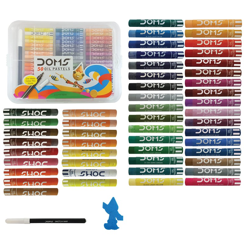 50 Assorted Colour Shades DOMS Oil Pastels - Rich Bright