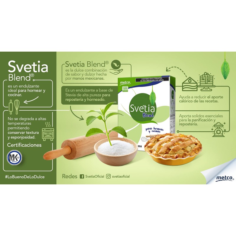 Svetia Blend Endulzante Para Hornear, Stevia, 500 gramos
