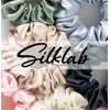 SILKLAB 22 Momme 100% Mulberry Silk Scrunchies (2 Pack, Black),