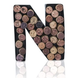 Metal Letter Wine Cork Keepsake Saver & Holder Monogram w/Free Wall Mount Kit A-Z (Letter N, Small)