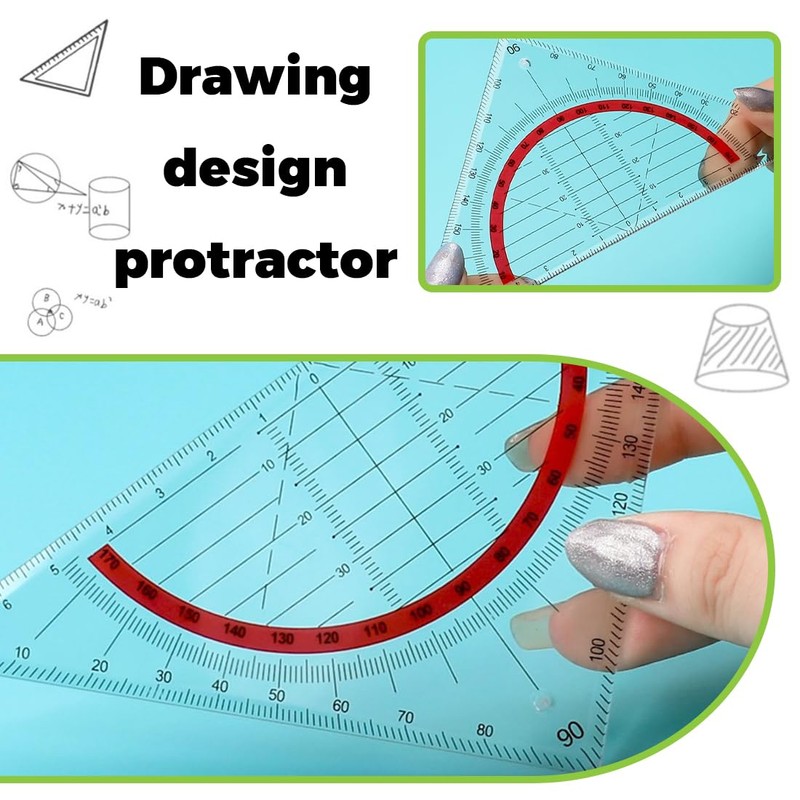 JEYORZY Set of 3 Protractors, Set Square Triangle, Circle Protractor,