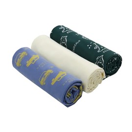 LAT Baby Swaddling Cloth for Newborns, Muslin Blanket, 90 x 90 cm, Set of 3, Cotton Baby Muslin Cloth, Burp Cloth, Swaddling Blanket, Baby Swaddle Blanket (Dinosaur + Car + Light Yellow)